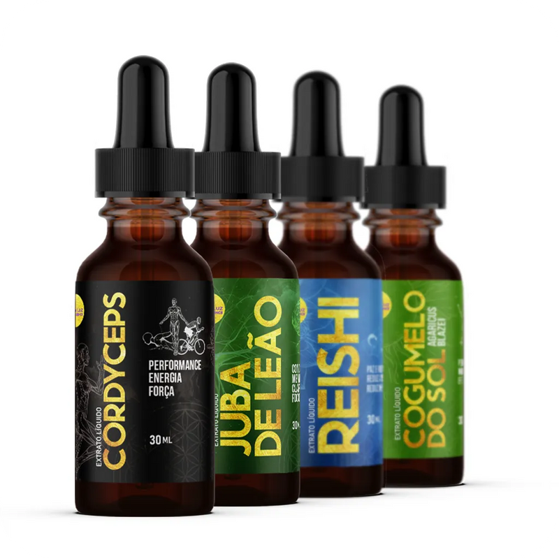 COMBO ULTRA LIFE - 04 Cogumelos (Juba de Leão, Cordyceps, Reishi e Cogumelo do Sol)