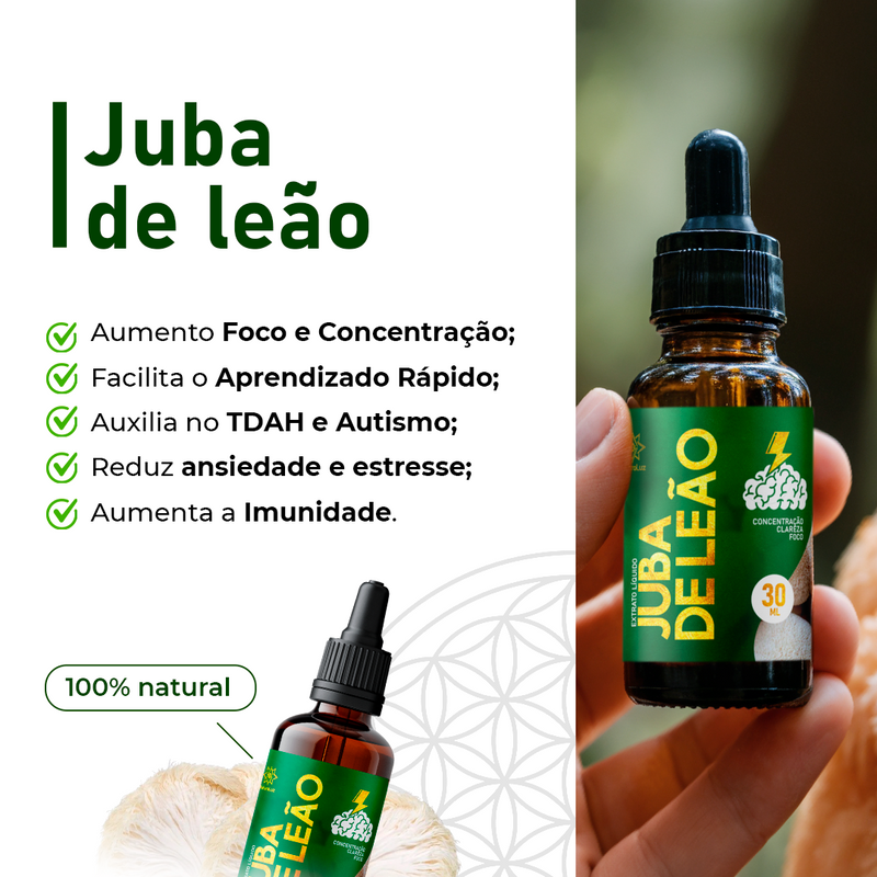 Extrato Cogumelo Juba de Leão - Foco, Concentração e Alivio do TDAH