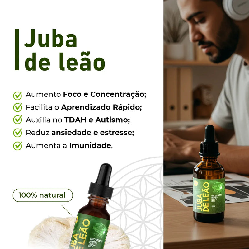 COMBO TOTAL PACK - 05 Cogumelos (Juba de Leão, Cordyceps, Reishi, Shiitake e Agaricus Blazei)